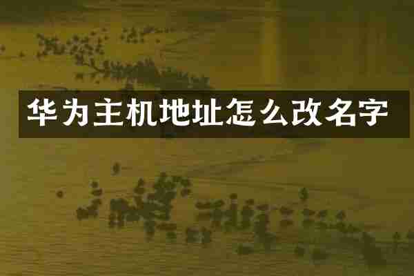 华为主机地址怎么改名字