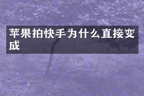 苹果拍快手为什么直接变成