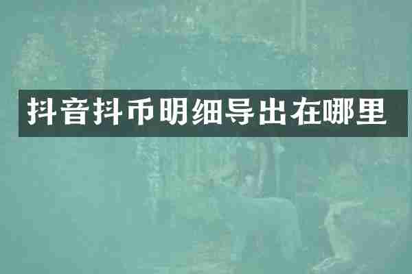 抖音抖币明细导出在哪里