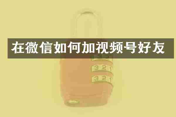 在微信如何加视频号好友