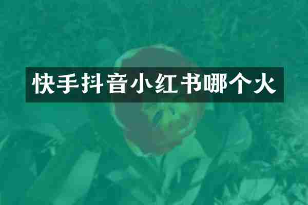 快手抖音小红书哪个火