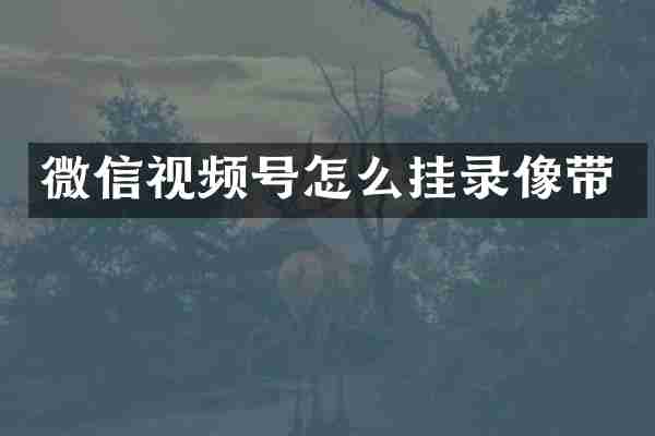 微信视频号怎么挂录像带