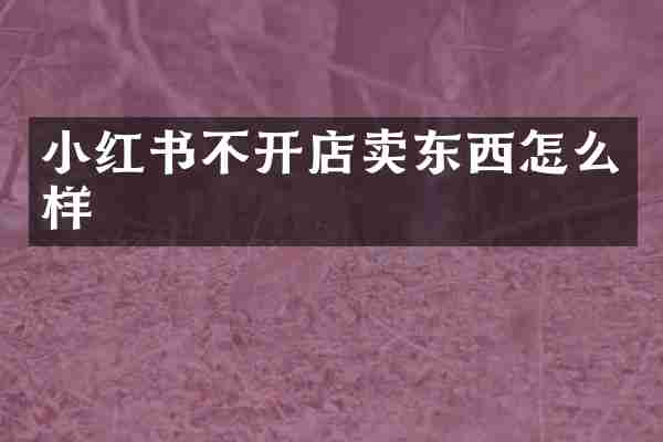 小红书不开店卖东西怎么样