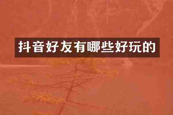 抖音好友有哪些好玩的