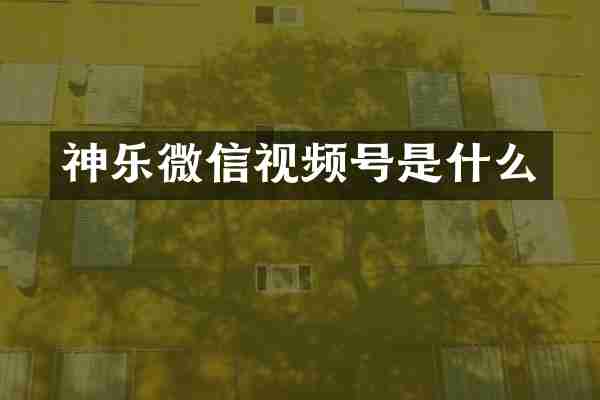神乐微信视频号是什么