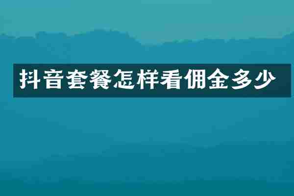 抖音套餐怎样看佣金多少