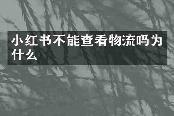 小红书不能查看物流吗为什么