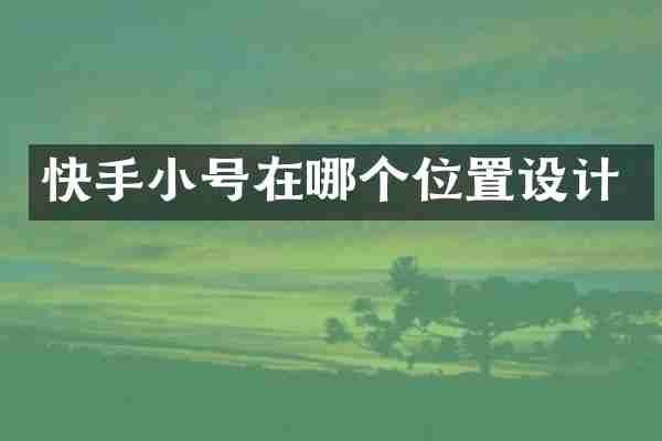快手小号在哪个位置设计