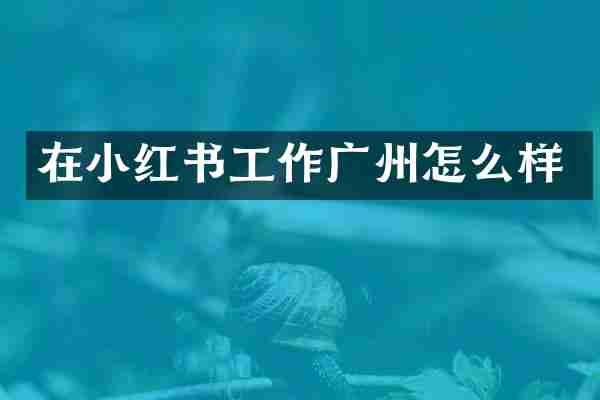 在小红书工作广州怎么样