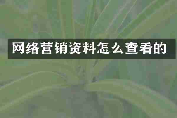 网络营销资料怎么查看的