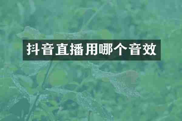 抖音直播用哪个音效