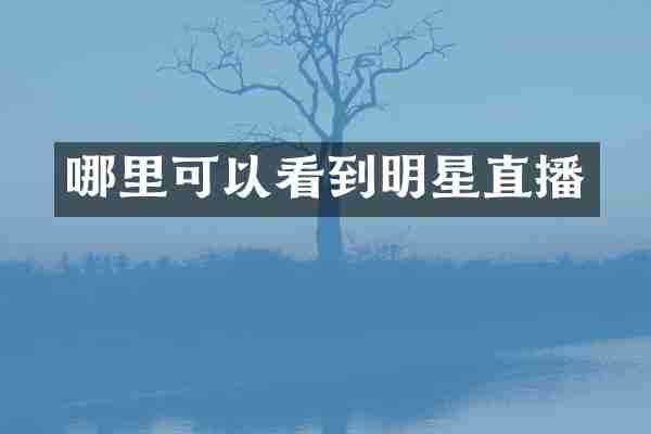 哪里可以看到明星直播