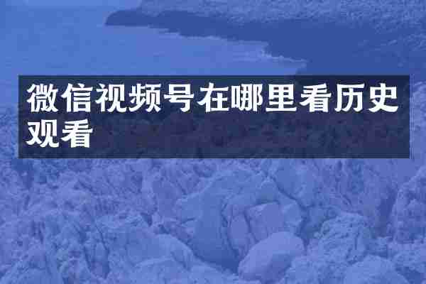 微信视频号在哪里看历史观看