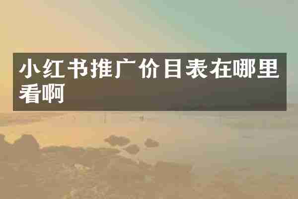 小红书推广价目表在哪里看啊