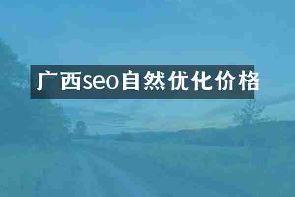 广西seo自然优化价格
