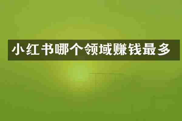 小红书哪个领域赚钱最多