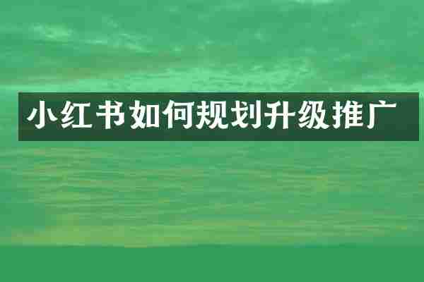 小红书如何规划升级推广