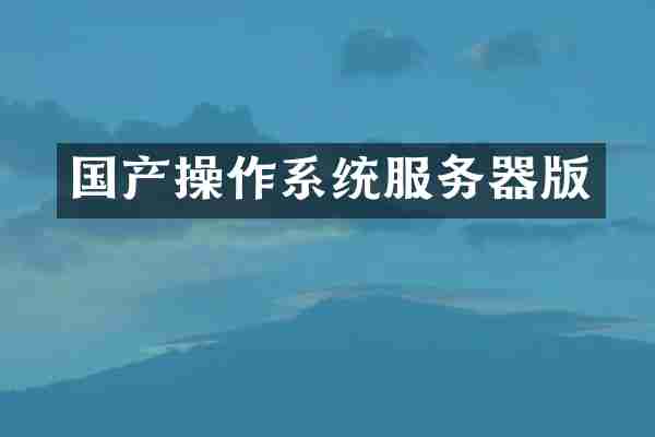 国产操作系统服务器版
