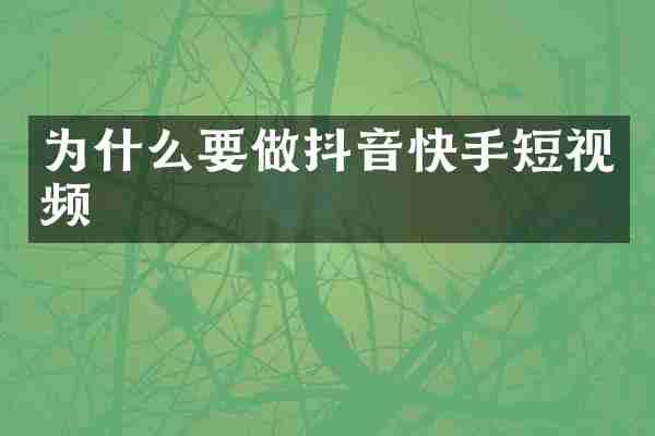 为什么要做抖音快手短视频