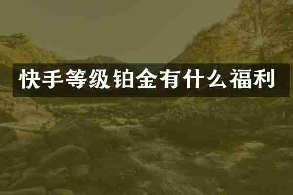 快手等级铂金有什么福利