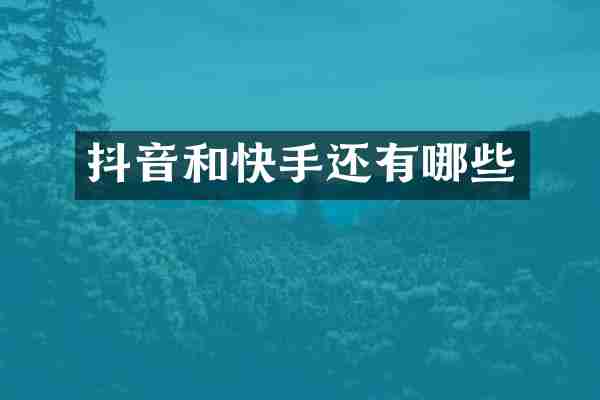抖音和快手还有哪些