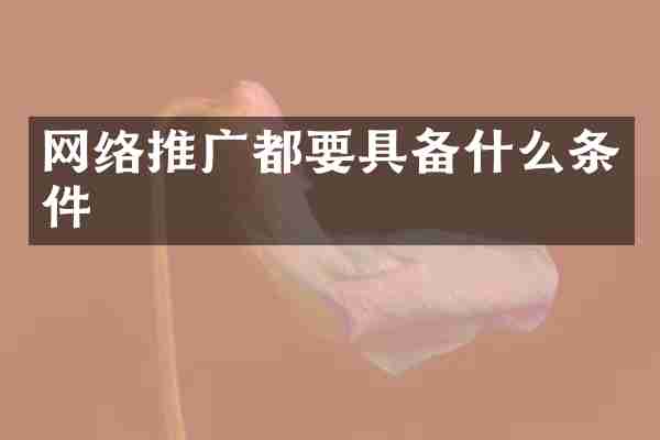 网络推广都要具备什么条件
