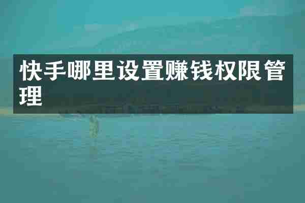 快手哪里设置赚钱权限管理