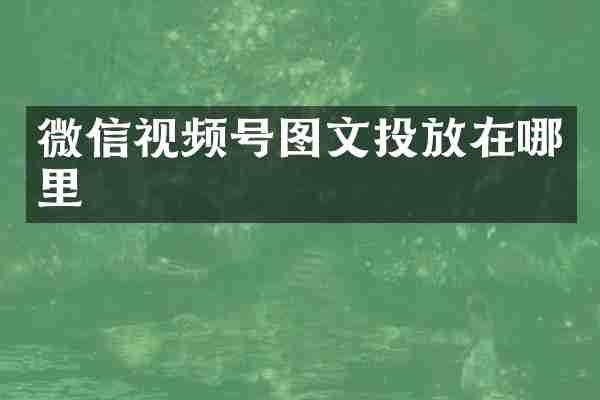 微信视频号图文投放在哪里