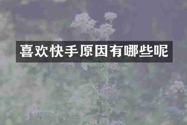 喜欢快手原因有哪些呢
