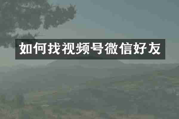 如何找视频号微信好友