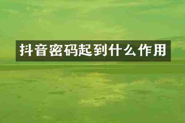抖音密码起到什么作用