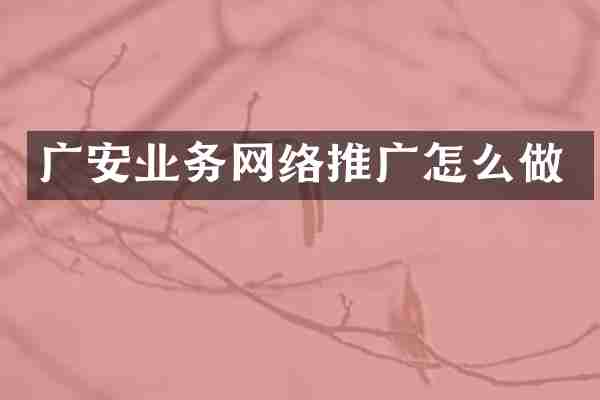 广安业务网络推广怎么做