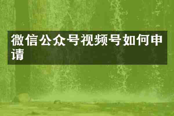 微信公众号视频号如何申请