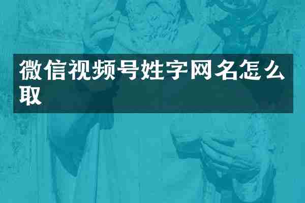 微信视频号姓字网名怎么取