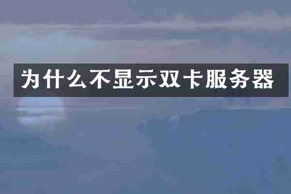 为什么不显示双卡服务器
