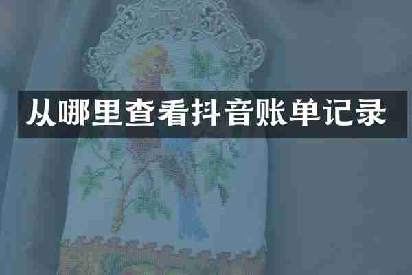 从哪里查看抖音账单记录