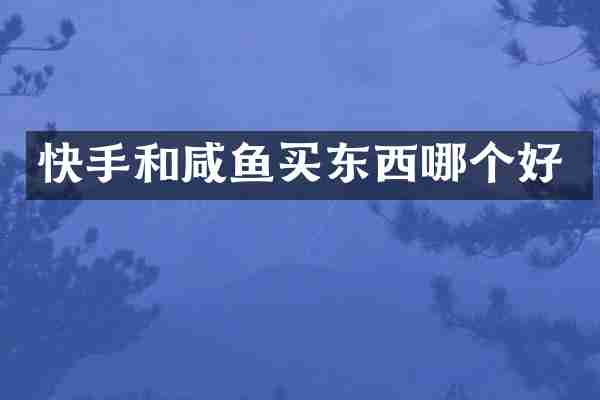 快手和咸鱼买东西哪个好