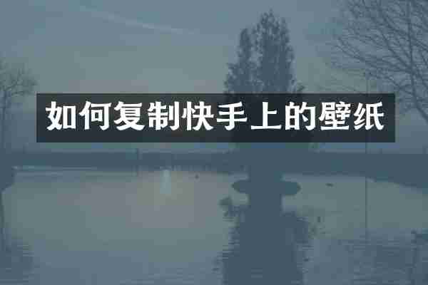 如何复制快手上的壁纸