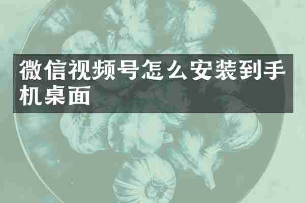 微信视频号怎么安装到手机桌面