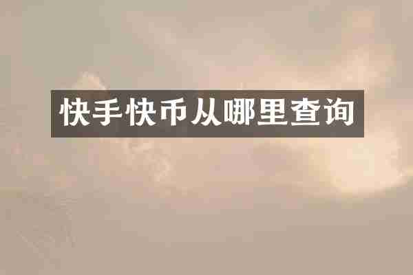 快手快币从哪里查询