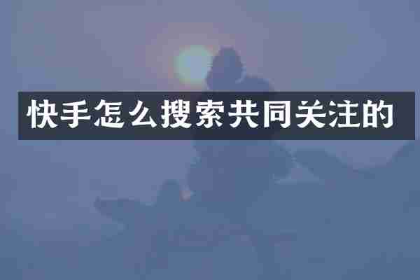 快手怎么搜索共同关注的