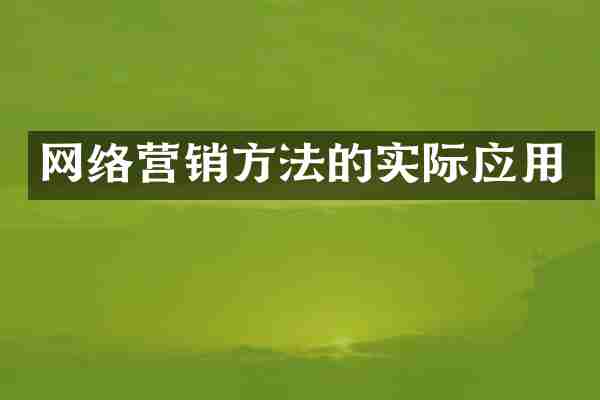 网络营销方法的实际应用
