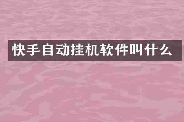 快手自动挂机软件叫什么