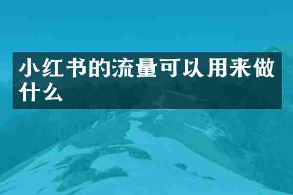 小红书的流量可以用来做什么
