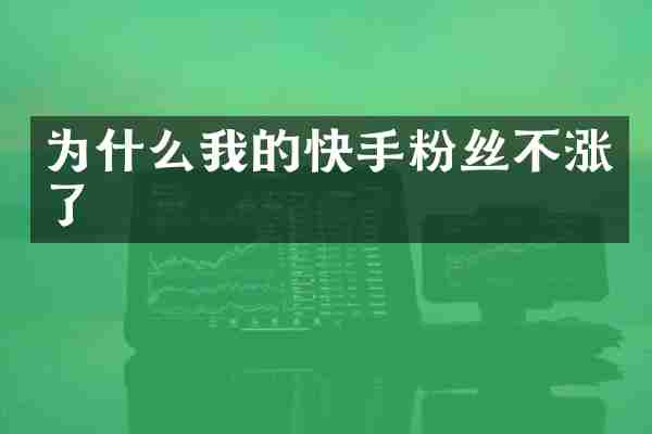 为什么我的快手粉丝不涨了