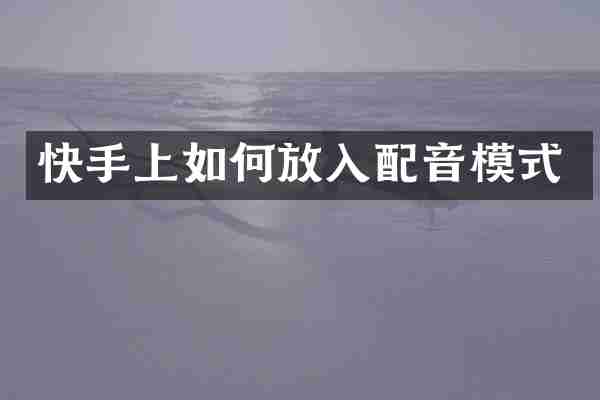 快手上如何放入配音模式