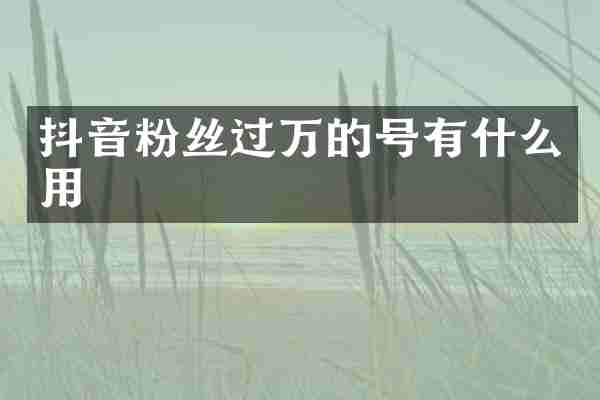 抖音粉丝过万的号有什么用
