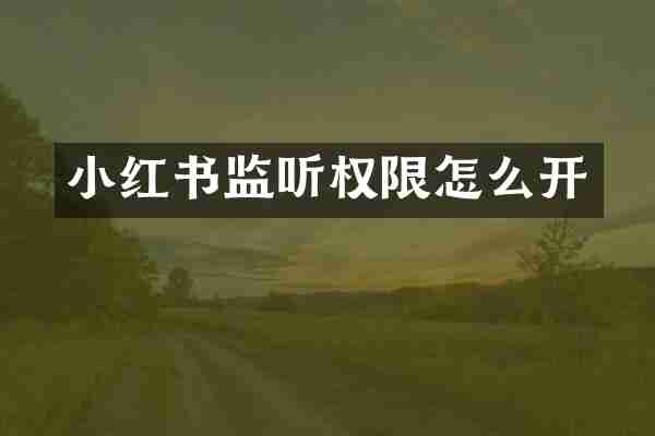 小红书监听权限怎么开