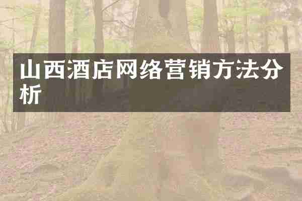 山西酒店网络营销方法分析