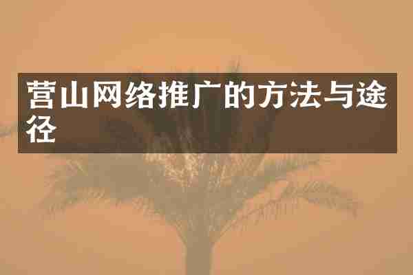 营山网络推广的方法与途径